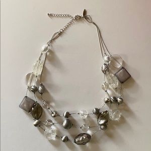 Grayscale tiered statement necklace